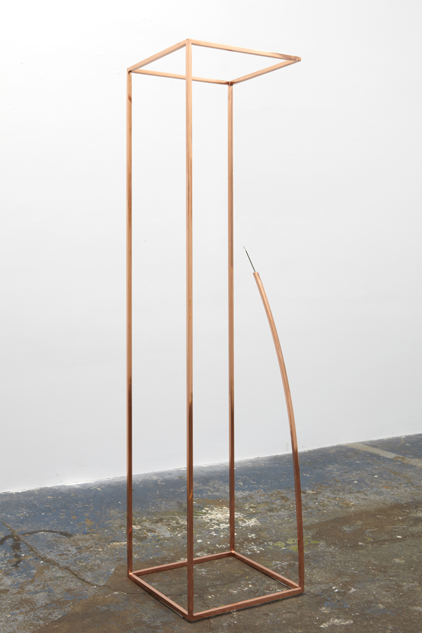 Untitled (Incense Holder) Sculpture by Martin Oppel. Mirror Polished Copper Plated Steel. 60 x 15 x 15 inches.